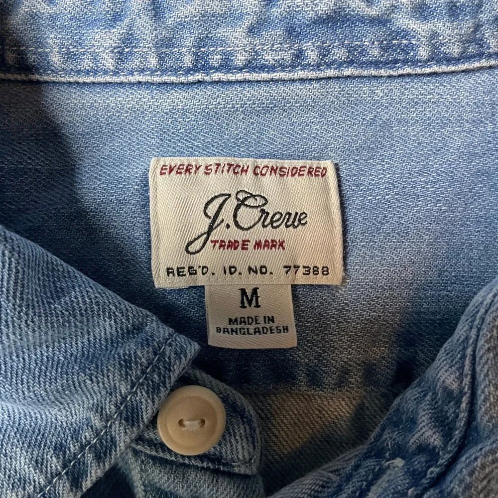 J. Crew Denim Shirt Mens M Blue Cotton Button Down Workwear Classic Casual